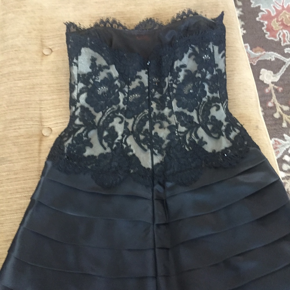 Black Beaded Strapless Gown